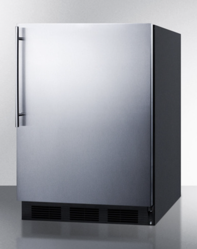 24" wide ADA-compliant stainless steel refrigerator-freezer with left-hand door in kitchen appliances collection