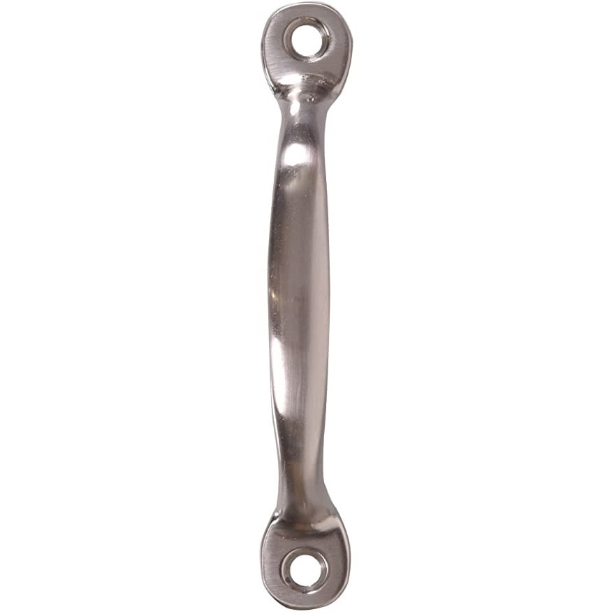 Satin nickel utility door pull with smooth finish for cabinet and furniture hardware in home improvement projects