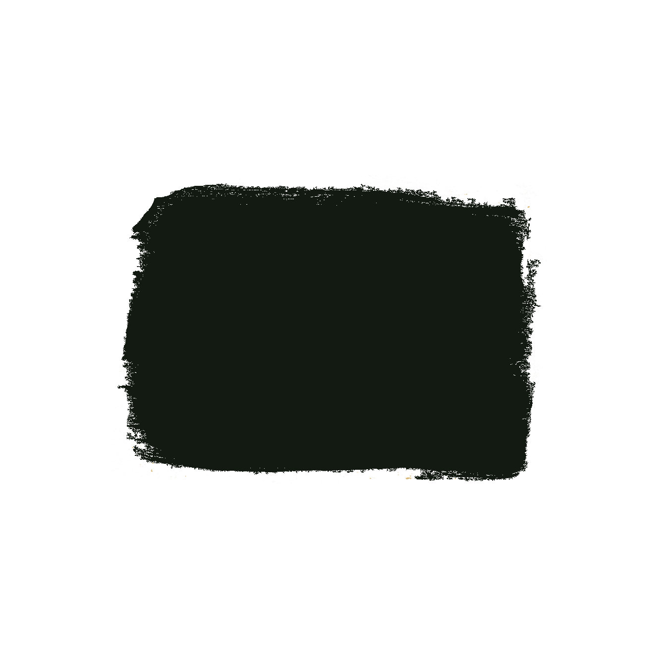 Swatch of deep black acrylic latex paint on transparent background for home improvement projects