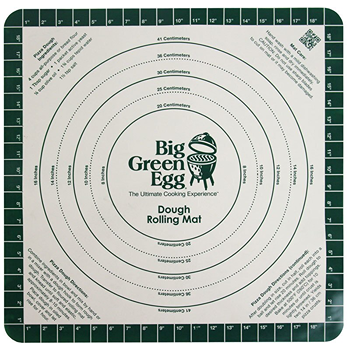 Green dough rolling mat with measurement circles and instructions for grilling and outdoor cooking accessories collections