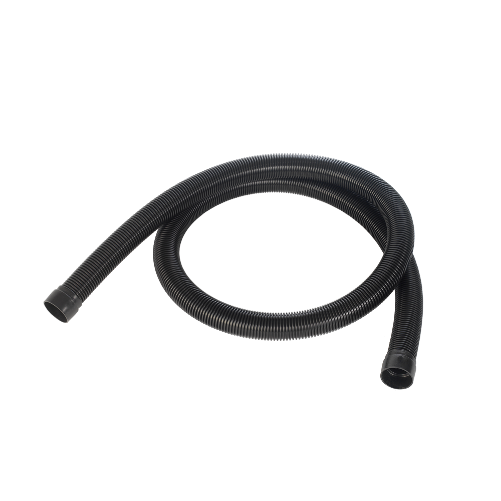 Black flexible corrugated hose with smooth connectors for tools and home improvement applications
