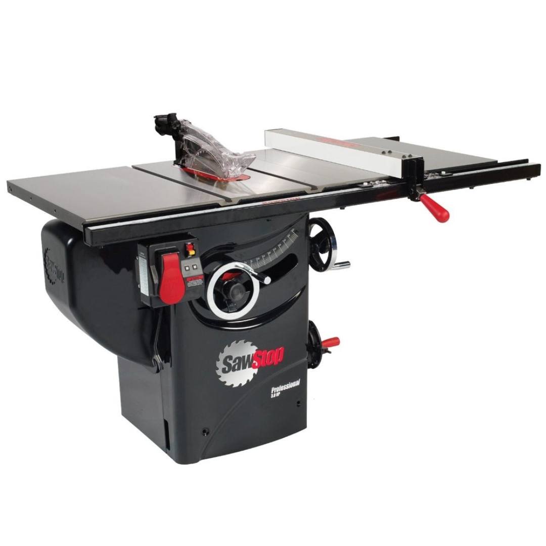 Heavy-duty woodworking stationary saw with safety features for professional use in power tool and machine collections