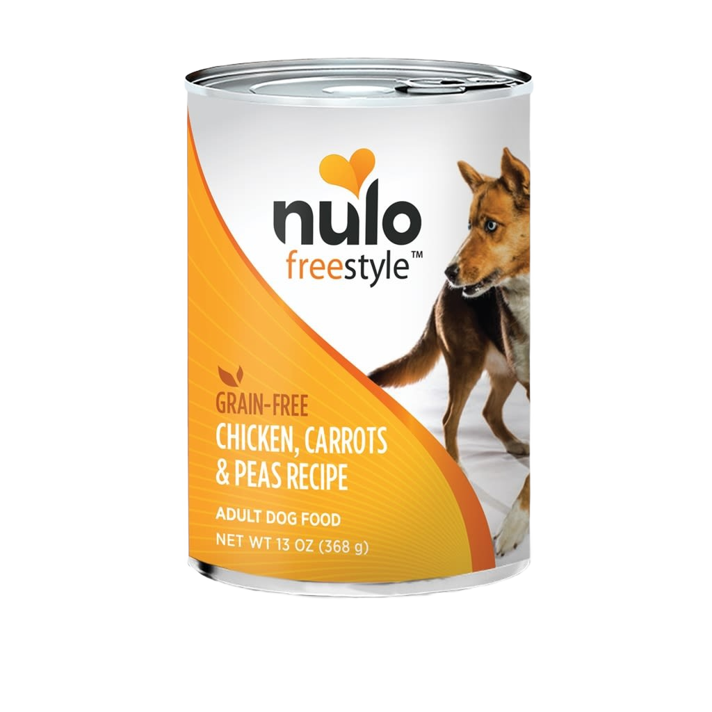 Can of grain-free adult dog food with chicken, carrots, and peas for pet nutrition under $50 collections