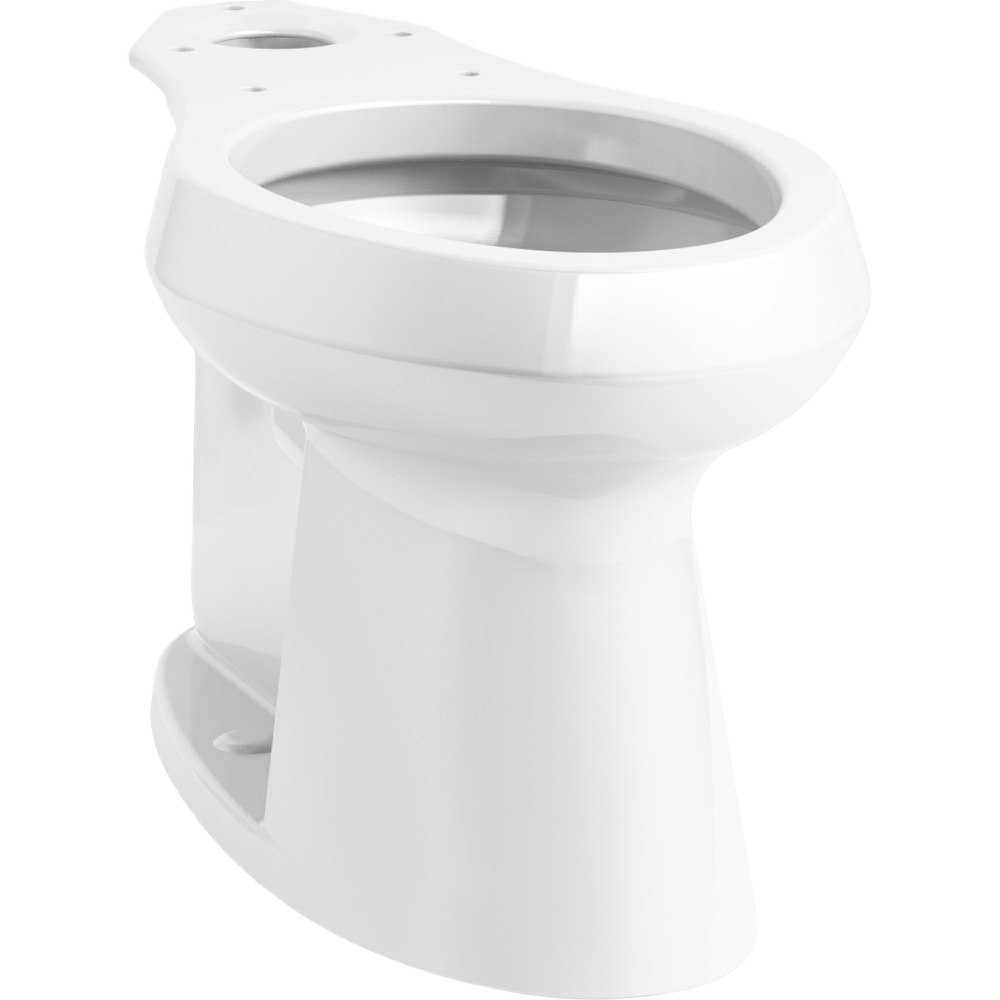 White elongated comfort height toilet bowl designed for home improvement and bathroom installation projects