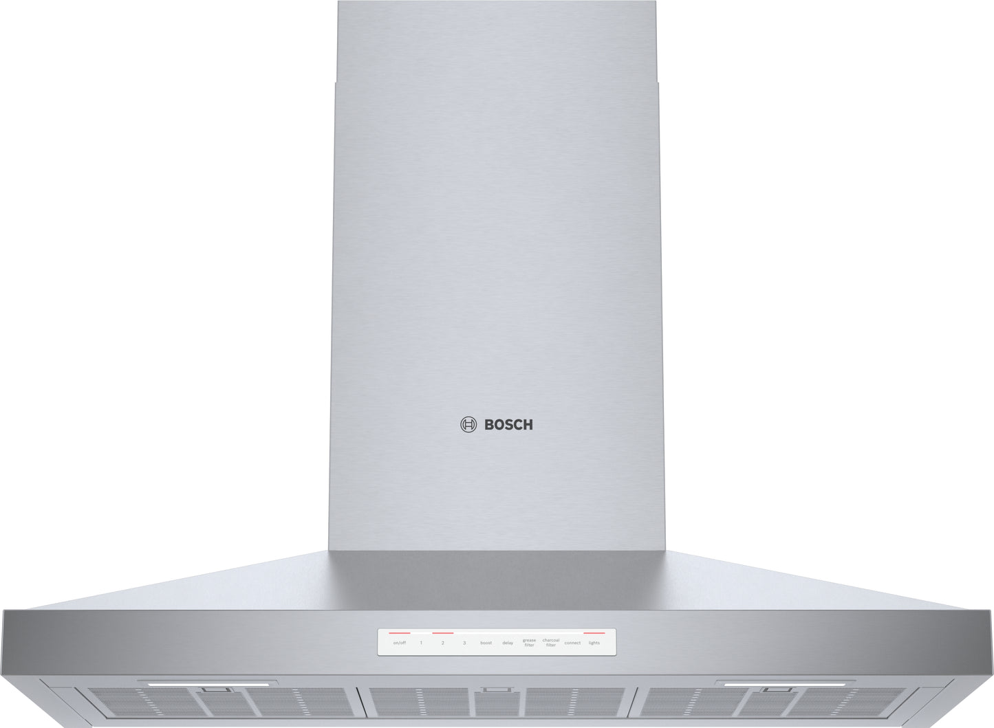 Stainless steel wall-mounted range hood with LED lighting and digital control panel in Kitchen & Kitchenware collection