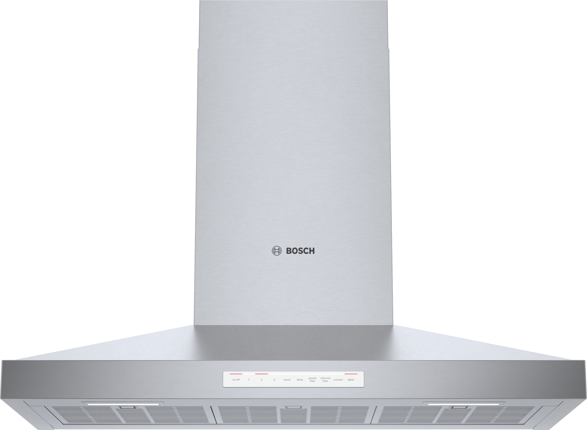 Stainless steel wall-mounted range hood with LED lighting and digital control panel in Kitchen & Kitchenware collection