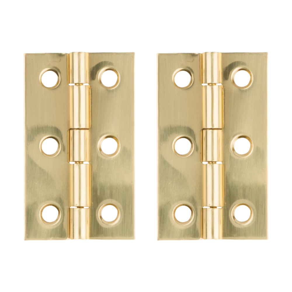 Pair of solid brass surface mount medium decorative hinges with six mounting holes for home improvement projects under $50