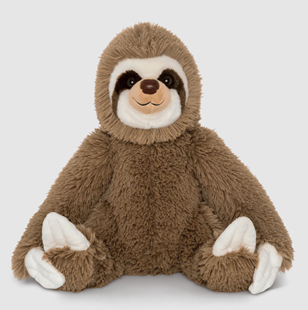 Brown and white plush sloth toy seated with soft textured fur in Dolls & Stuffed Animals under $50 collection