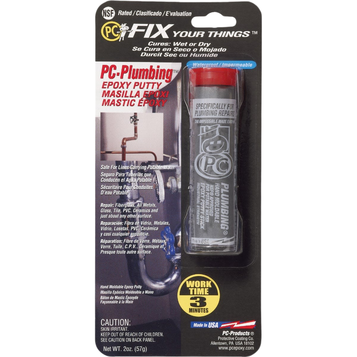 Gray epoxy putty in plastic tube for plumbing repairs, waterproof and hand moldable under $50 home improvement tool