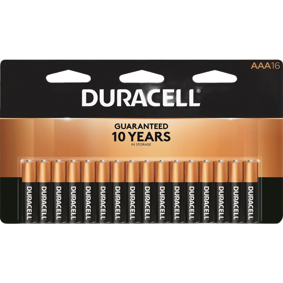 Pack of 16 Duracell CopperTop AAA alkaline batteries with 10-year guaranteed storage for tools and home improvement use