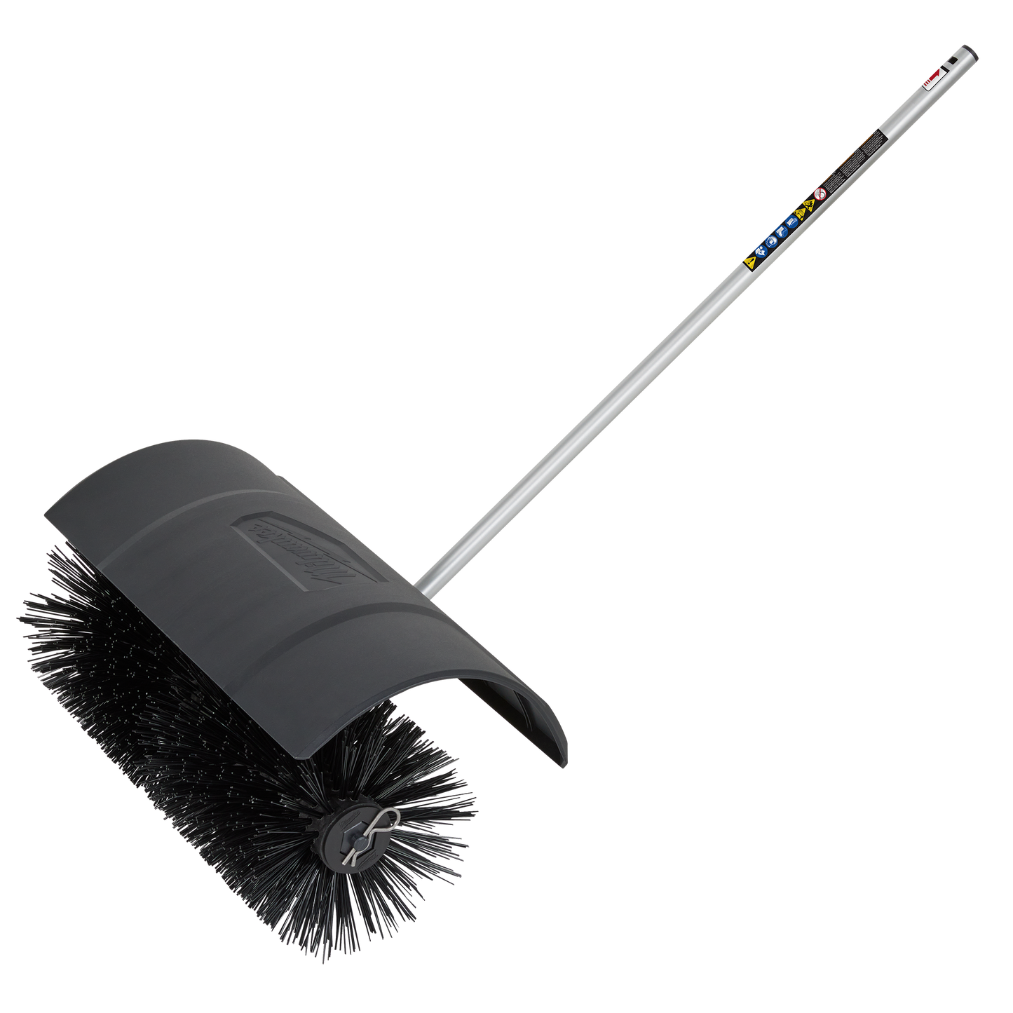 Heavy-duty bristle brush attachment with extended handle for efficient surface cleaning in home improvement tasks