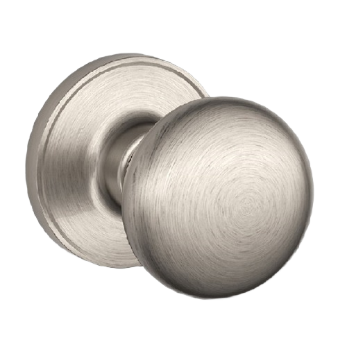Satin nickel passage door knob with smooth rounded design for door knobs and hardware collection under $50