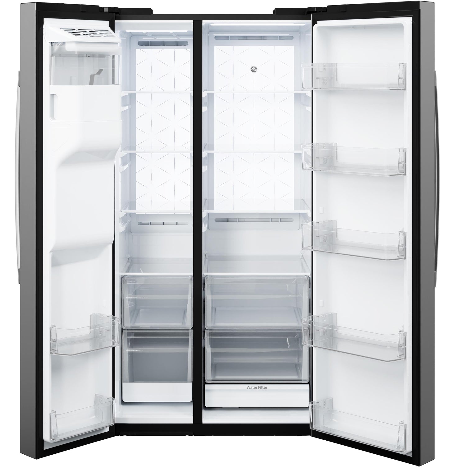 GE® 23.5 Cu. Ft. Counter-Depth Side-By-Side Refrigerator with LED Light Walls and Extra Tall Dispenser