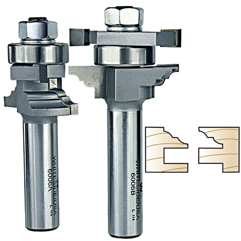 Set of two stainless steel classical router bits for tool accessories and woodworking home improvement projects