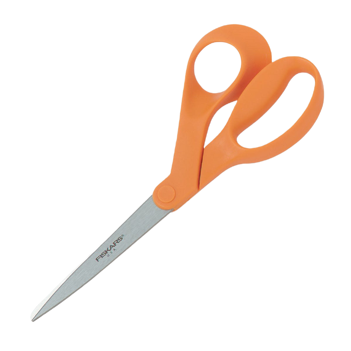 Orange handled scissors with bent design and stainless steel blades for office supplies and stationary collections under 50 dollars