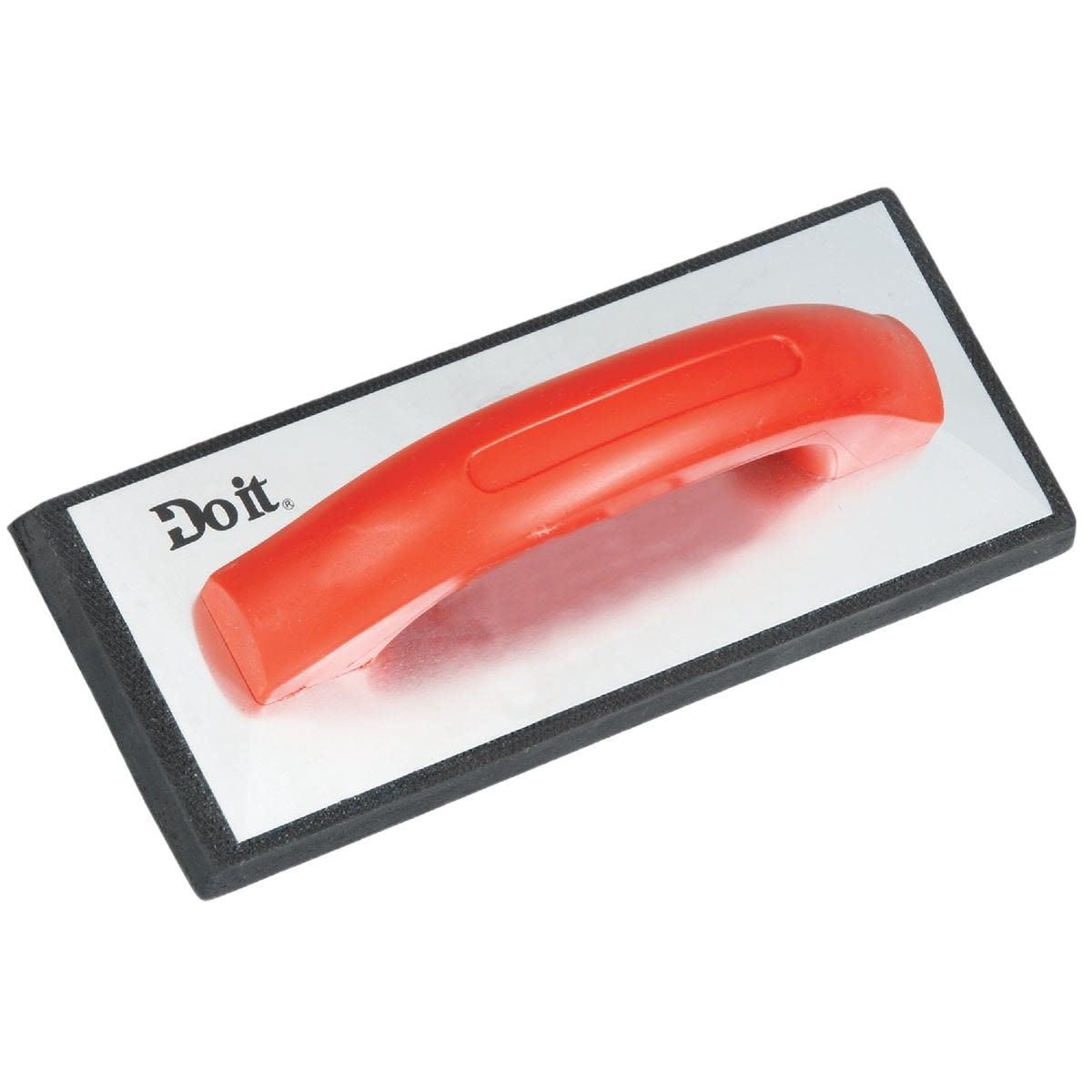 Molded rubber float with orange plastic handle and steel base for flooring and home improvement tasks under $50