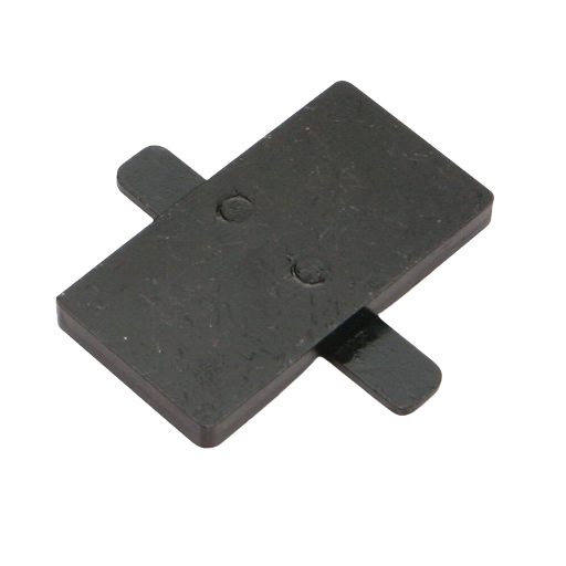 Black metal chisel jig component with two small holes, designed for wood carving tools and home improvement use