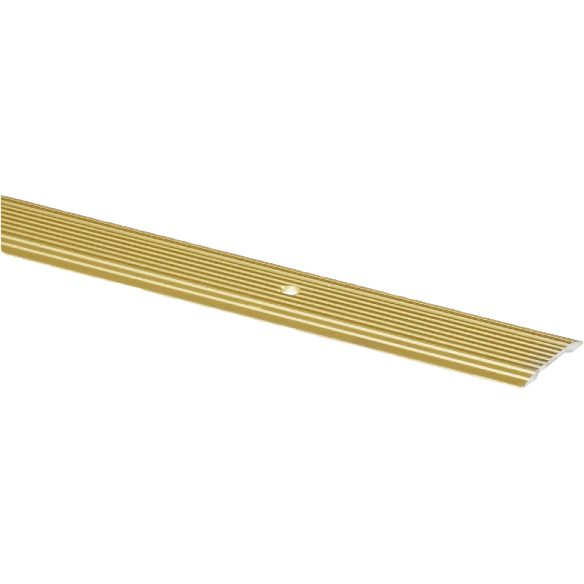 Satin brass aluminum seam binder strip with screw holes for flooring transition in home improvement tools collection