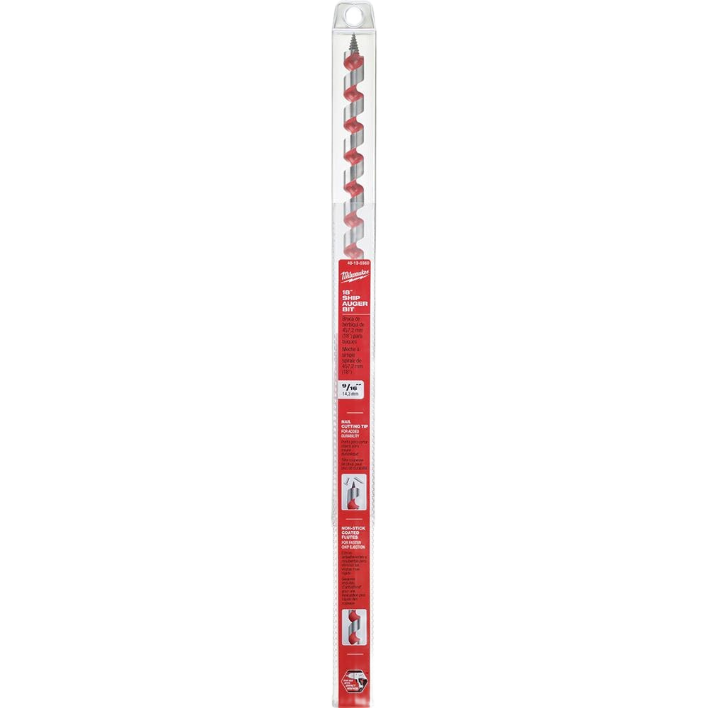 Milwaukee 9/16" ship auger bit with hardened spiral for wood drilling in power tool accessories under $50 collection