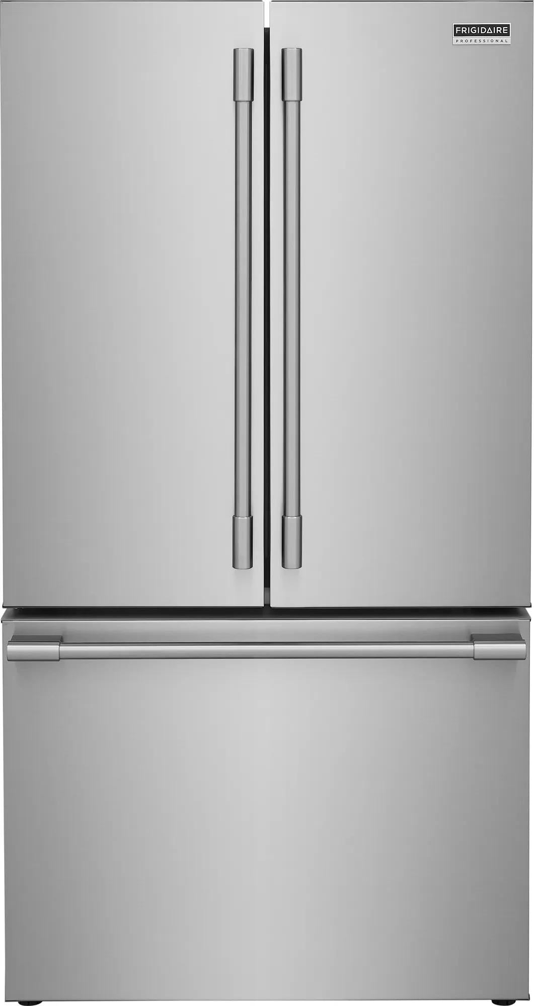 Stainless steel French door refrigerator with bottom freezer drawer from French Door Refrigerators collection