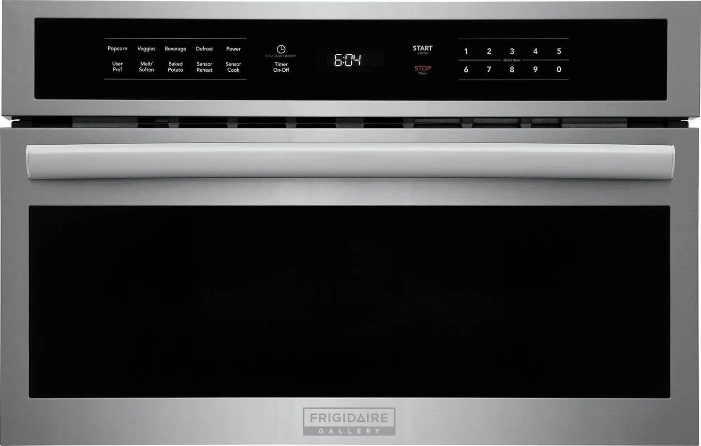 Stainless steel built-in microwave with drop-down door and digital touch controls from kitchenware collection