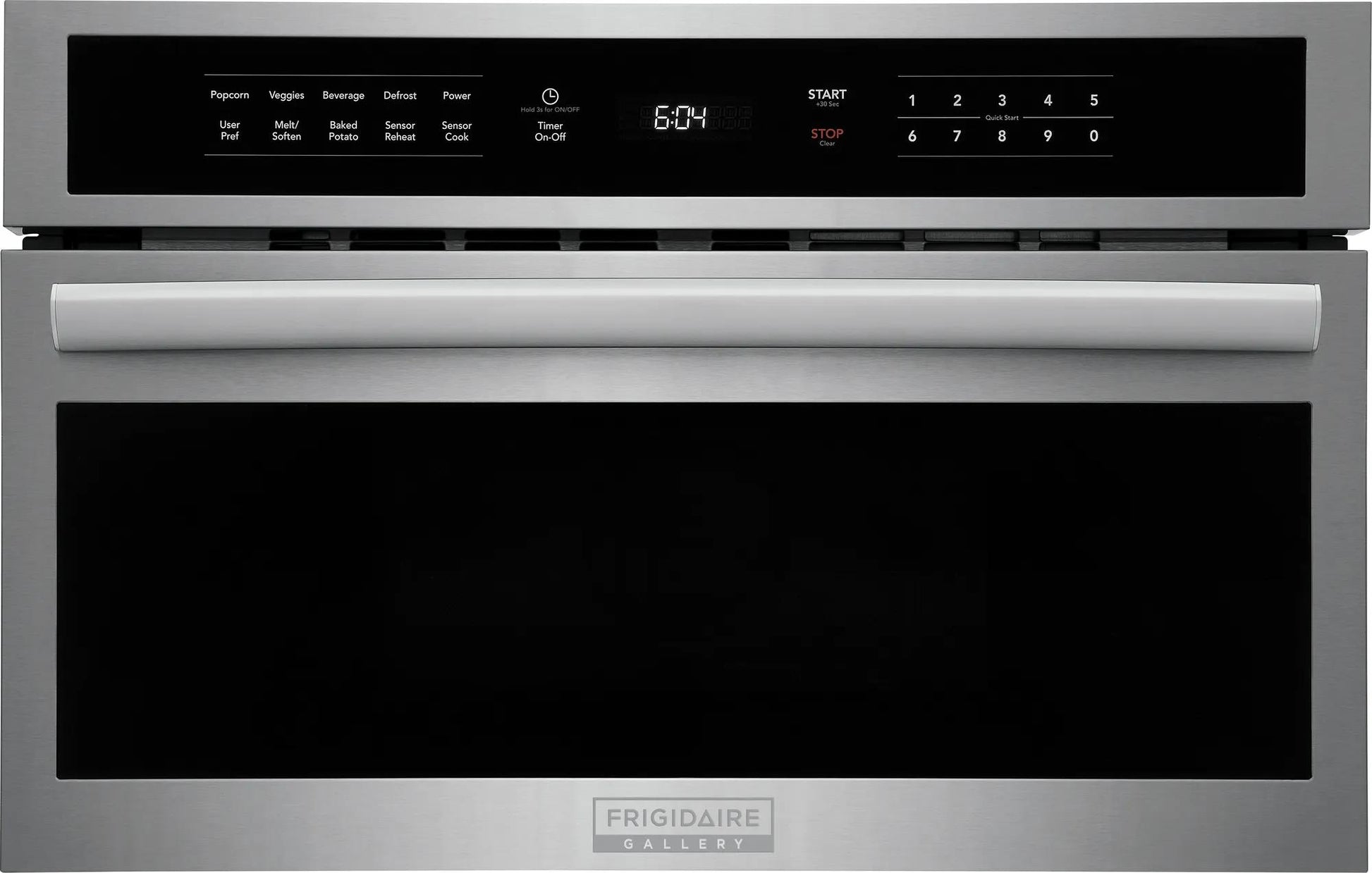 Stainless steel built-in microwave with drop-down door and digital touch controls from kitchenware collection