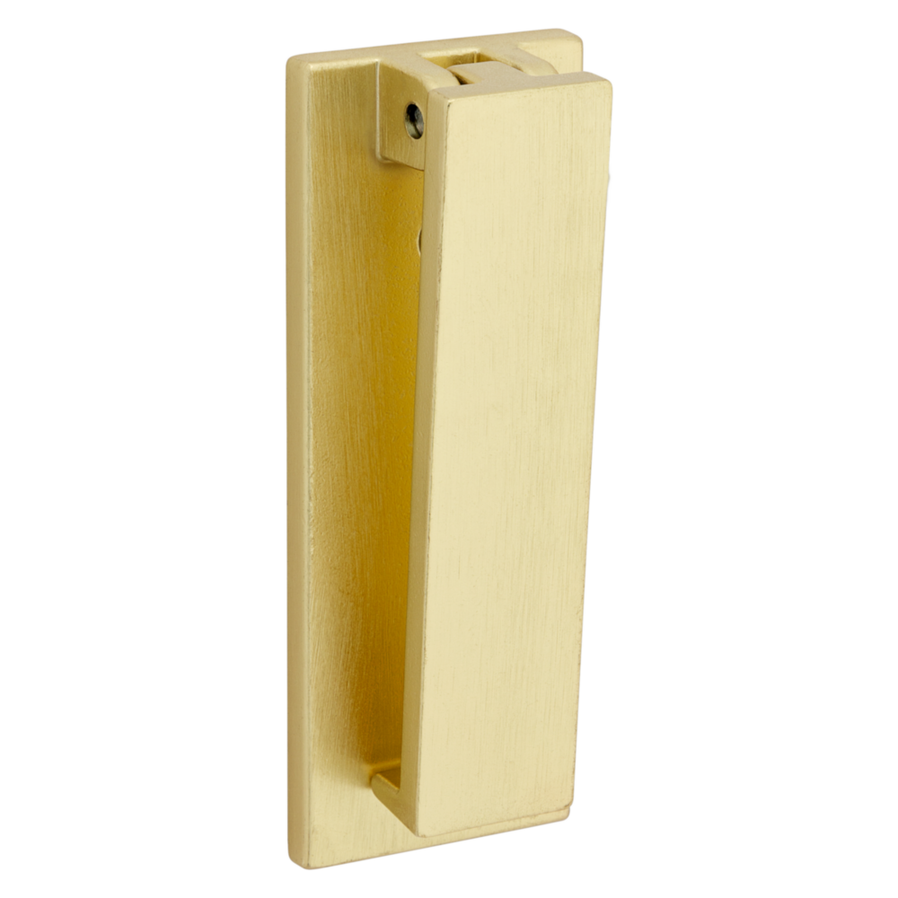 Brushed gold zinc door knocker with reed design for door hardware and home improvement projects