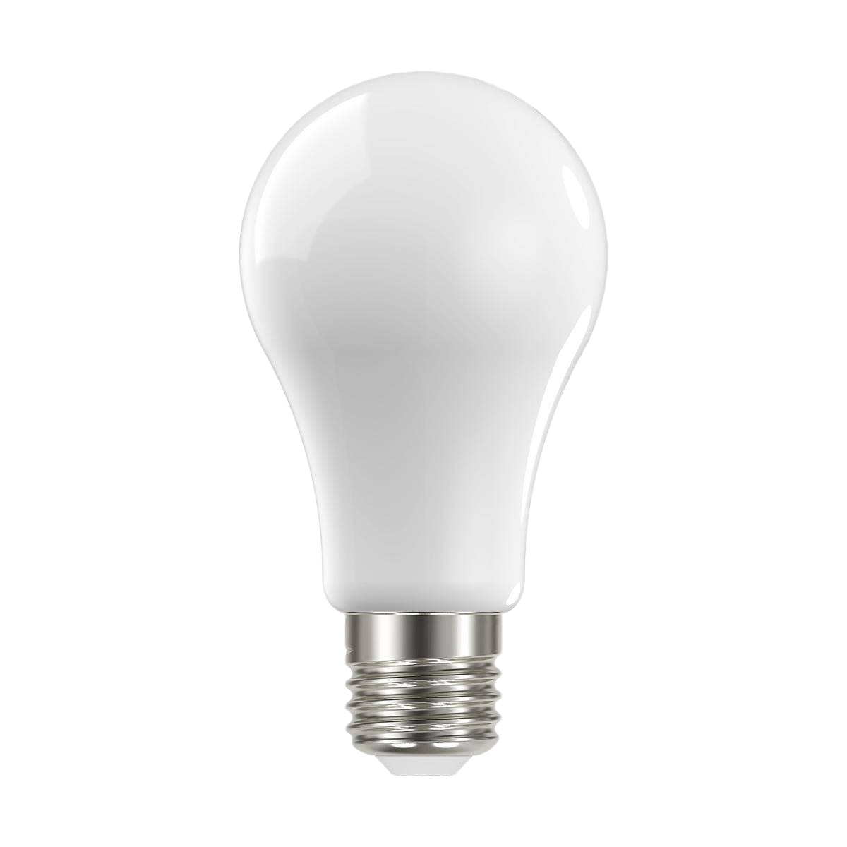 Frosted LED light bulb with medium base delivering warm white illumination for energy-efficient home lighting solutions