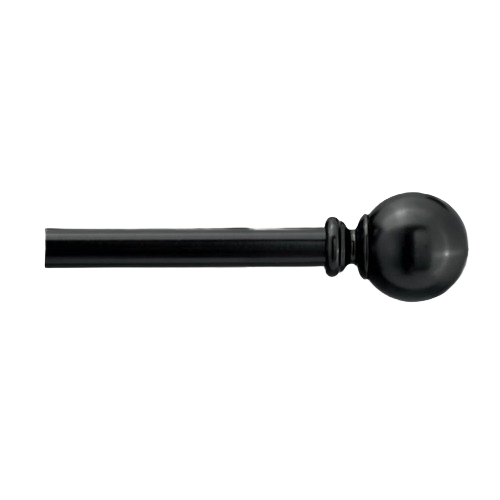 Black decorative window rod with classic ball finial, suitable for home decor and window treatments under $50 collection