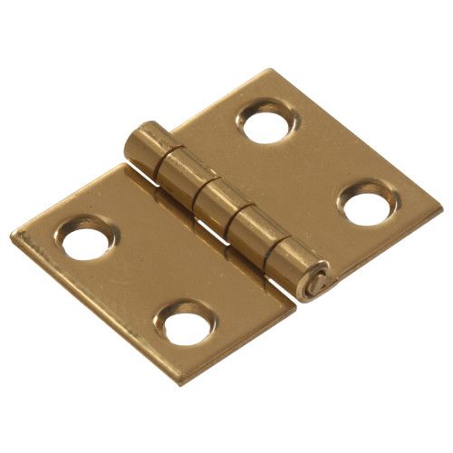Solid brass bright brass hinge with four mounting holes for cabinet and furniture hardware under $50 collections