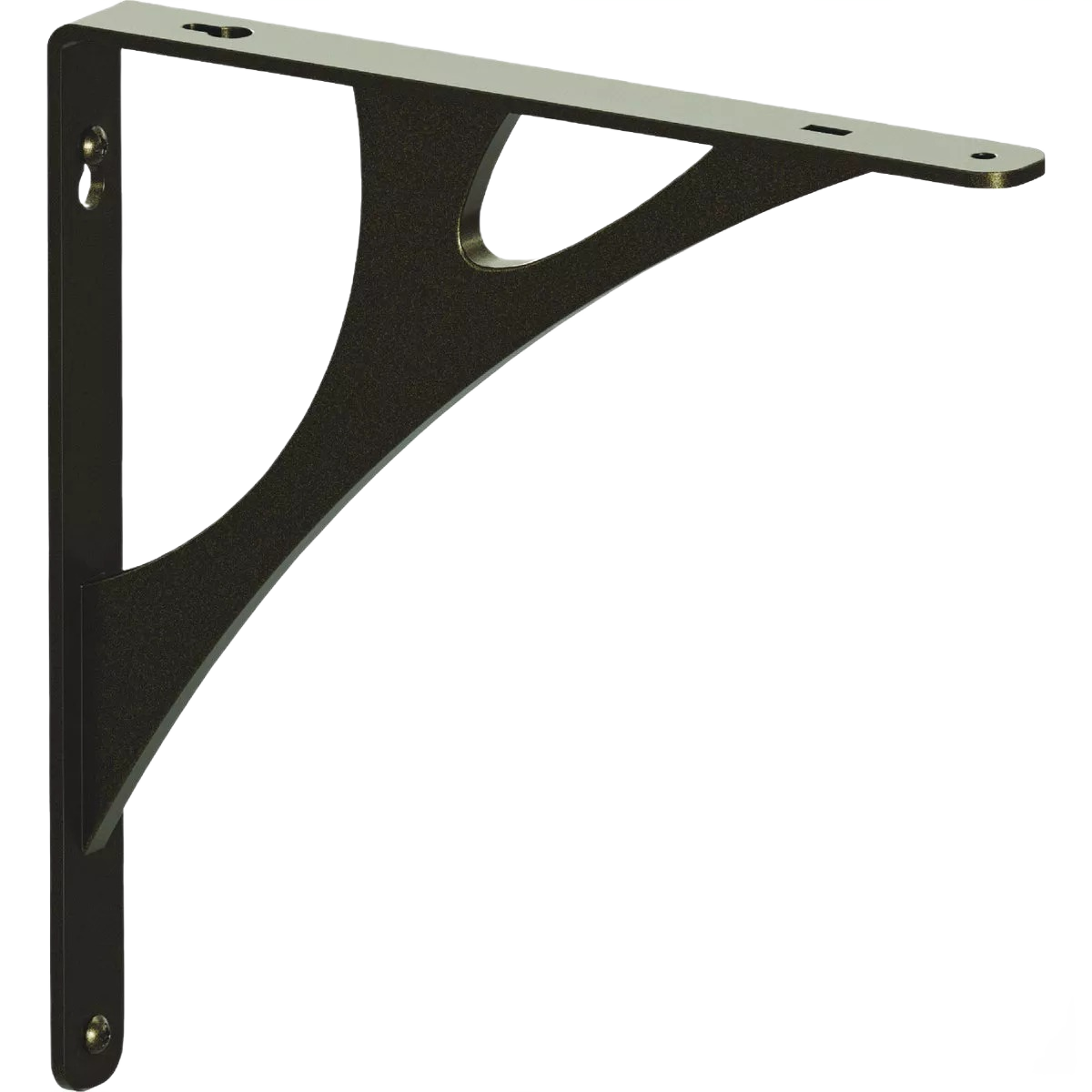 Bronze decorative metal bracket with a Manhattan design for home improvement and shelving support projects