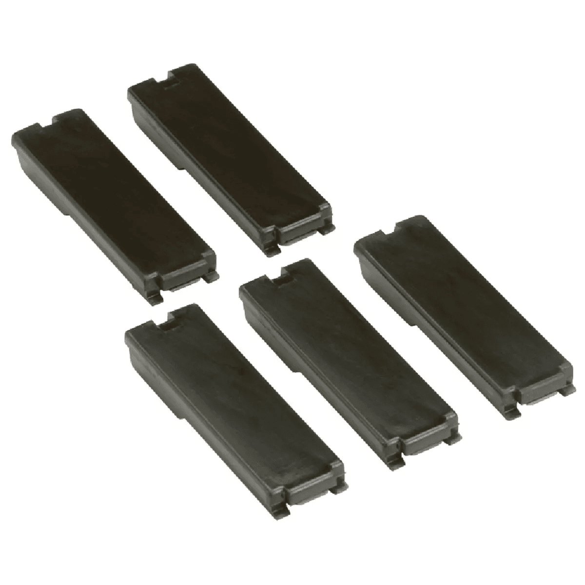Five black breaker filler plates designed for load center electrical panel home improvement tasks