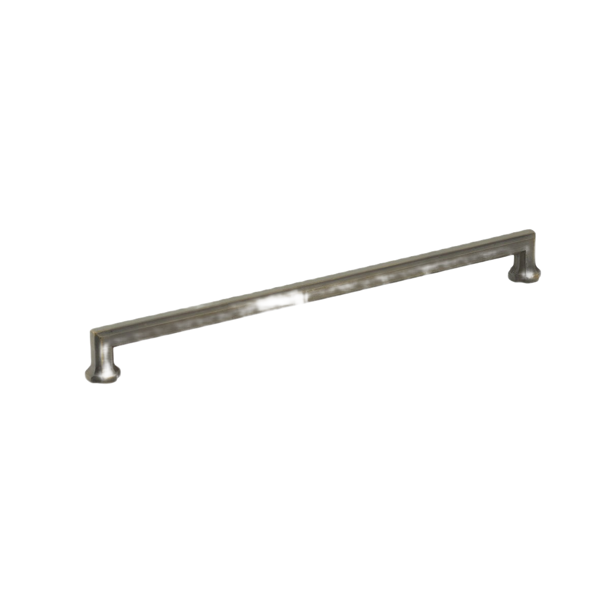 Ancient bronze cabinet pull with 12-inch center-to-center mounting, ideal for furniture hardware and home improvement projects