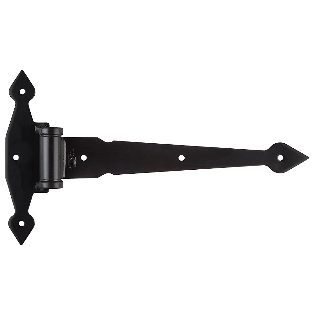 Black heavy-duty spear style gate hinge designed for durable outdoor home improvement projects