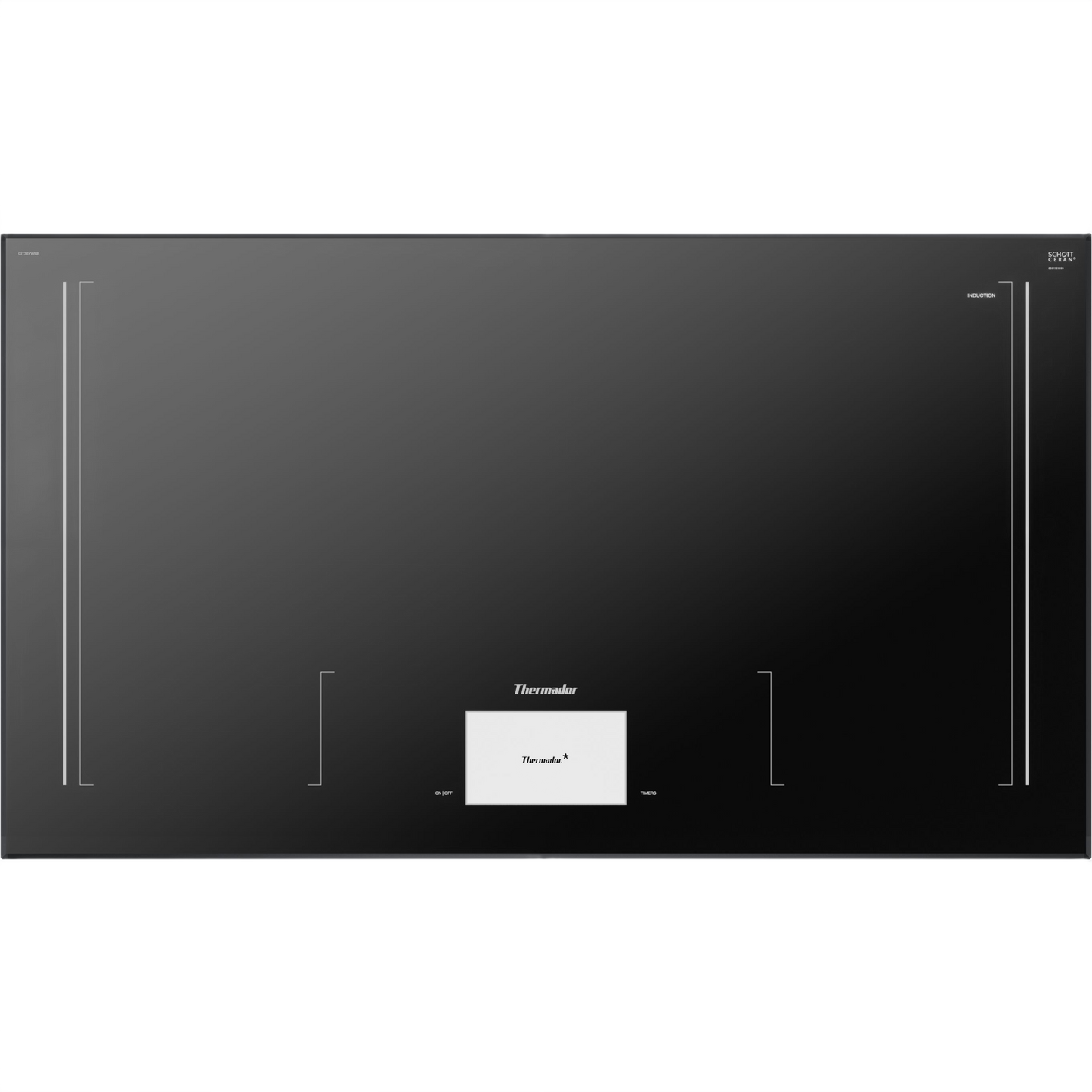 Dark gray 36-inch induction cooktop with touch controls and LED indicators from Thermador Appliances collection