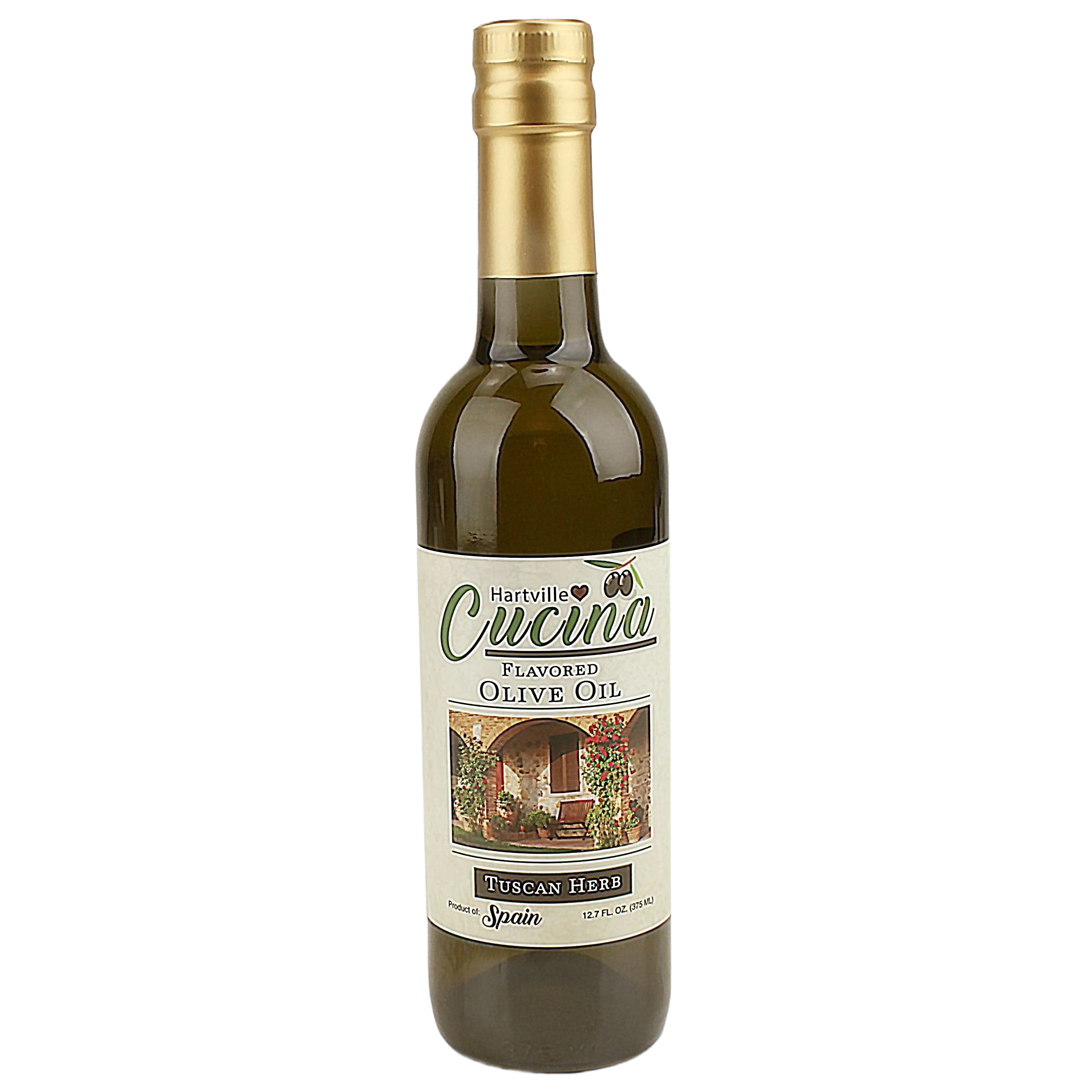 Bottle of Hartville Cucina Tuscan Herb olive oil with gold cap in Oil & Vinegars and Food & Beverage collections