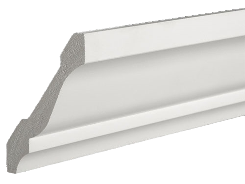 White durable crown moulding trim with detailed profile for lumber and building materials in home improvement projects