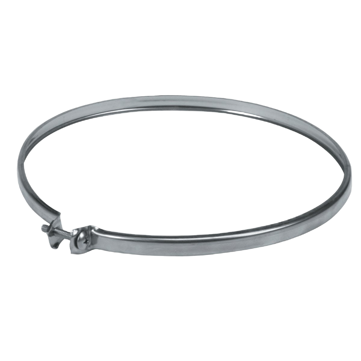 Stainless steel locking band with inward flanges for secure pipe joint stability in plumbing and home improvement collections under $50