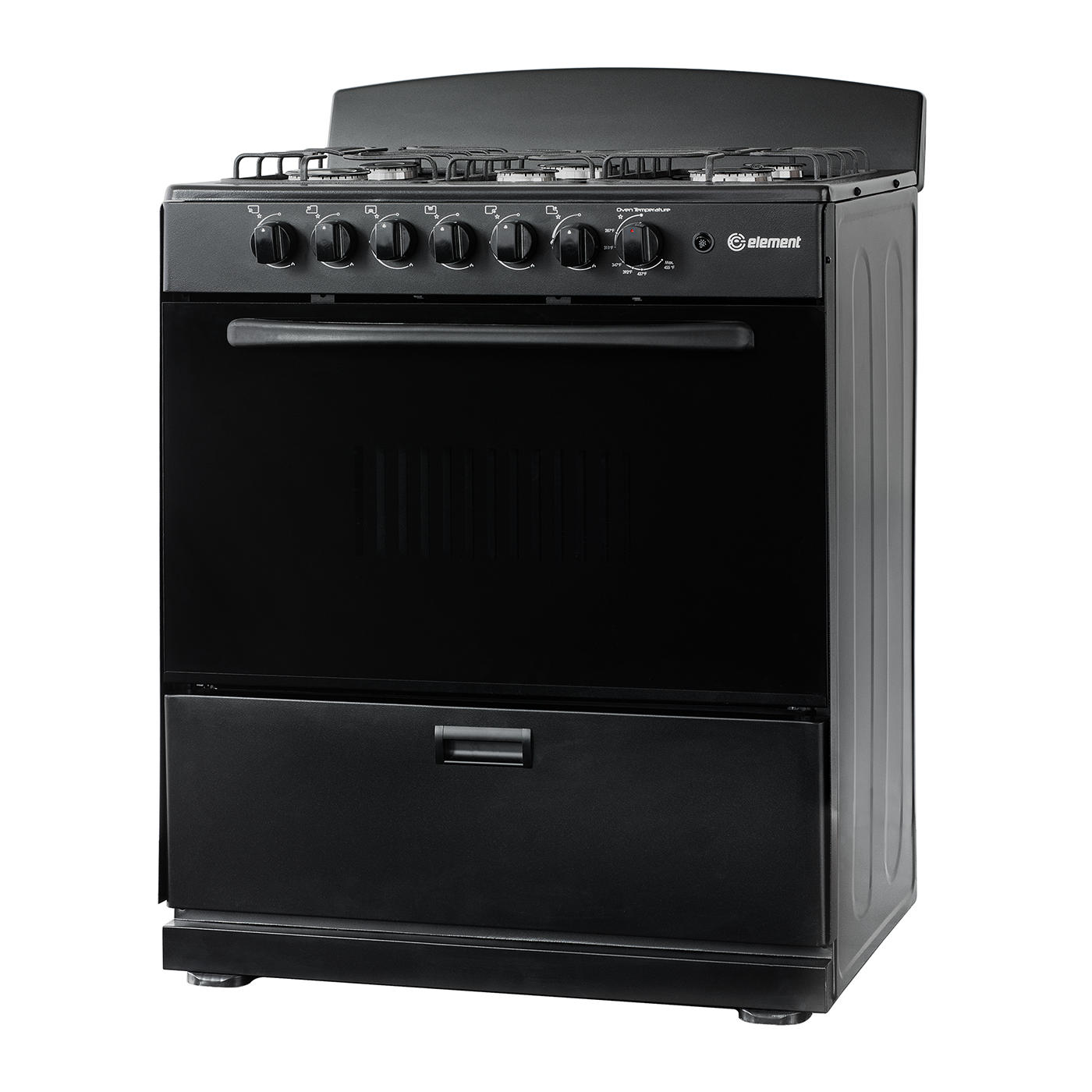 Black freestanding 30-inch gas range with six front control knobs, spacious oven, and lower storage drawer for Ranges, Gas Ranges, Kitchen & Kitchenware, Appliances, and Ranges & Cooktops collections.