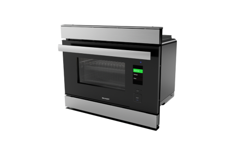 Black and stainless steel built-in wall oven with Wi-Fi touchscreen and steam convection functions from kitchen appliances collection