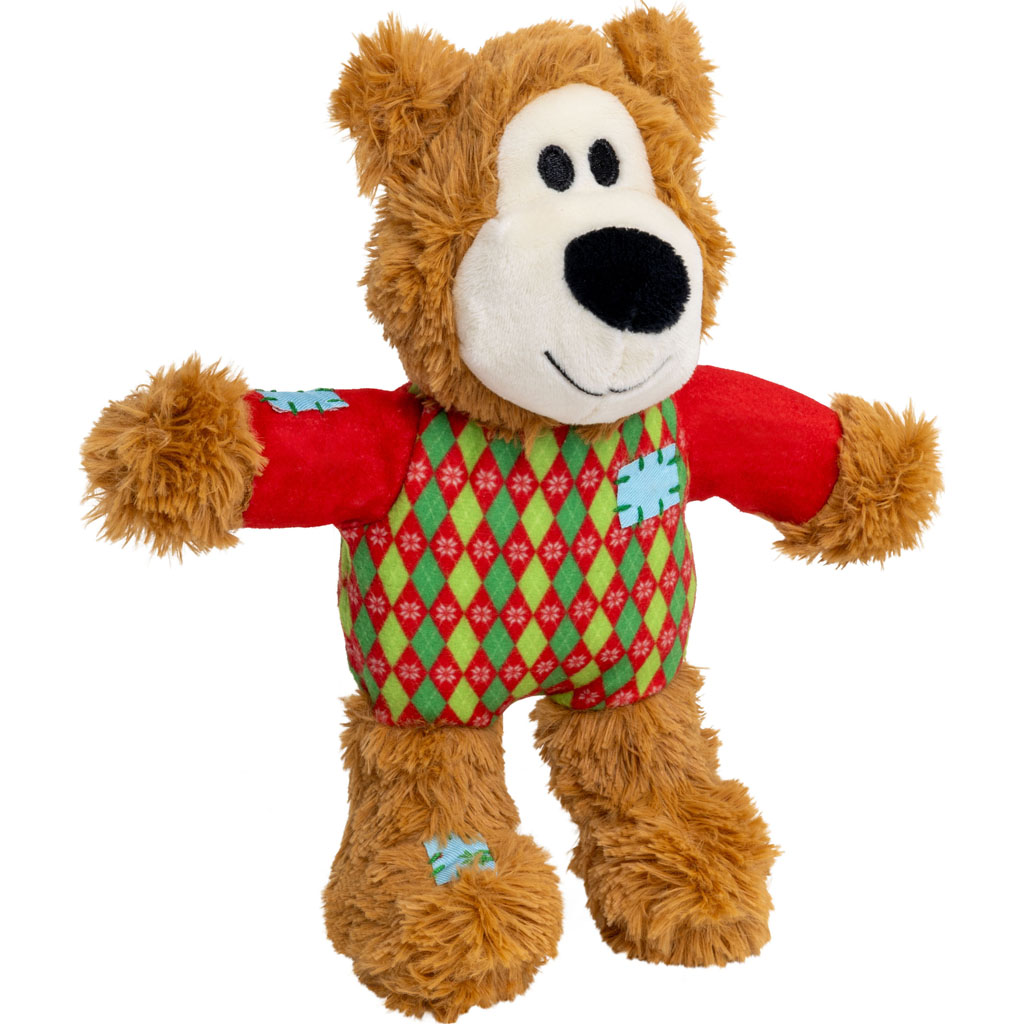 KONG Small/Medium Wild Knots Sweater Bear Christmas Dog Toy