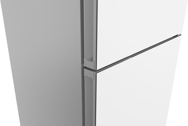 800 Series, Free-standing fridge-freezer with freezer at bottom, glass door, 24'', White, Total No Frost