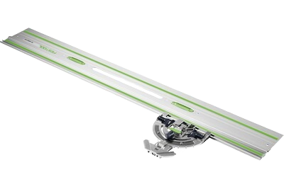 Aluminum guide rail with integrated adjustable angle stop for precise cuts in woodworking and power tool accessories collections