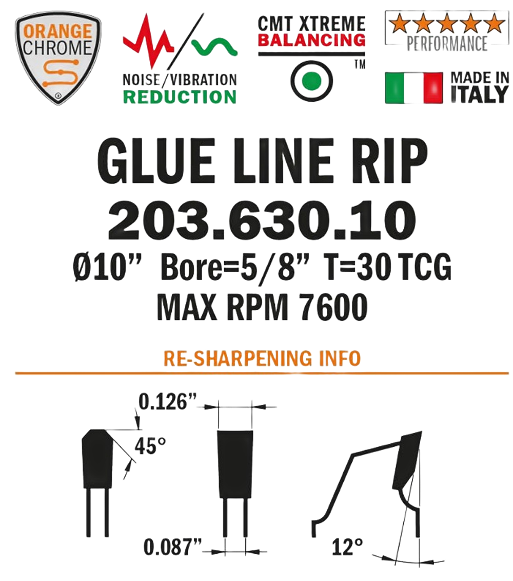 CMT Orange Tools 10" 30T Heavy-Duty Glue Line Ripping Saw Blade