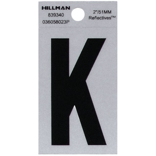 2-inch black reflective Mylar square cut letter K sticker for home improvement in hardware and under $50 collections