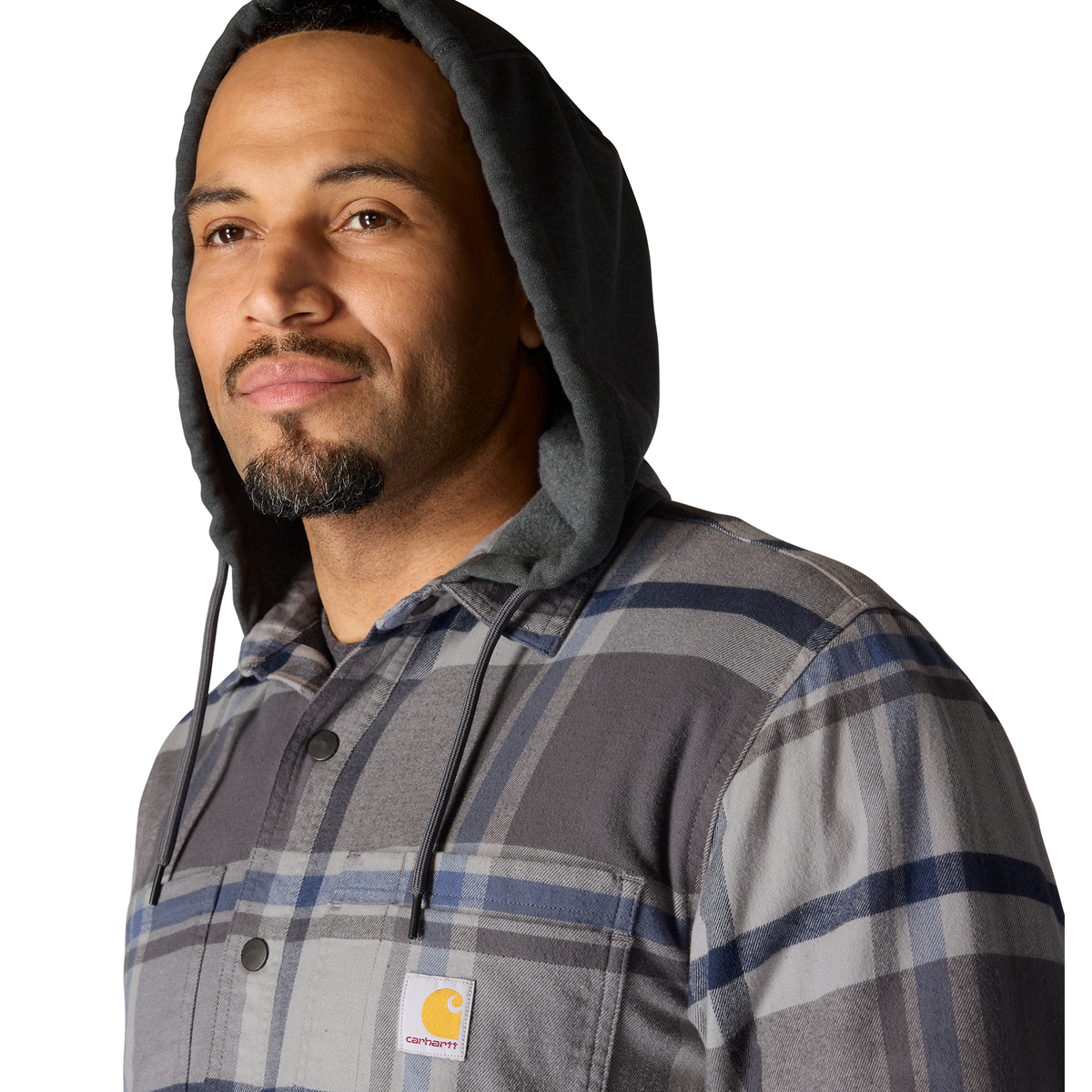 Carhartt Hamilton Relaxed Plaid Shirt Jac - Gravel, Tall Large