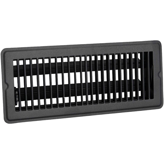 Matte black steel floor register with adjustable louvers for improved air flow in Plumbing and Under $50 collections