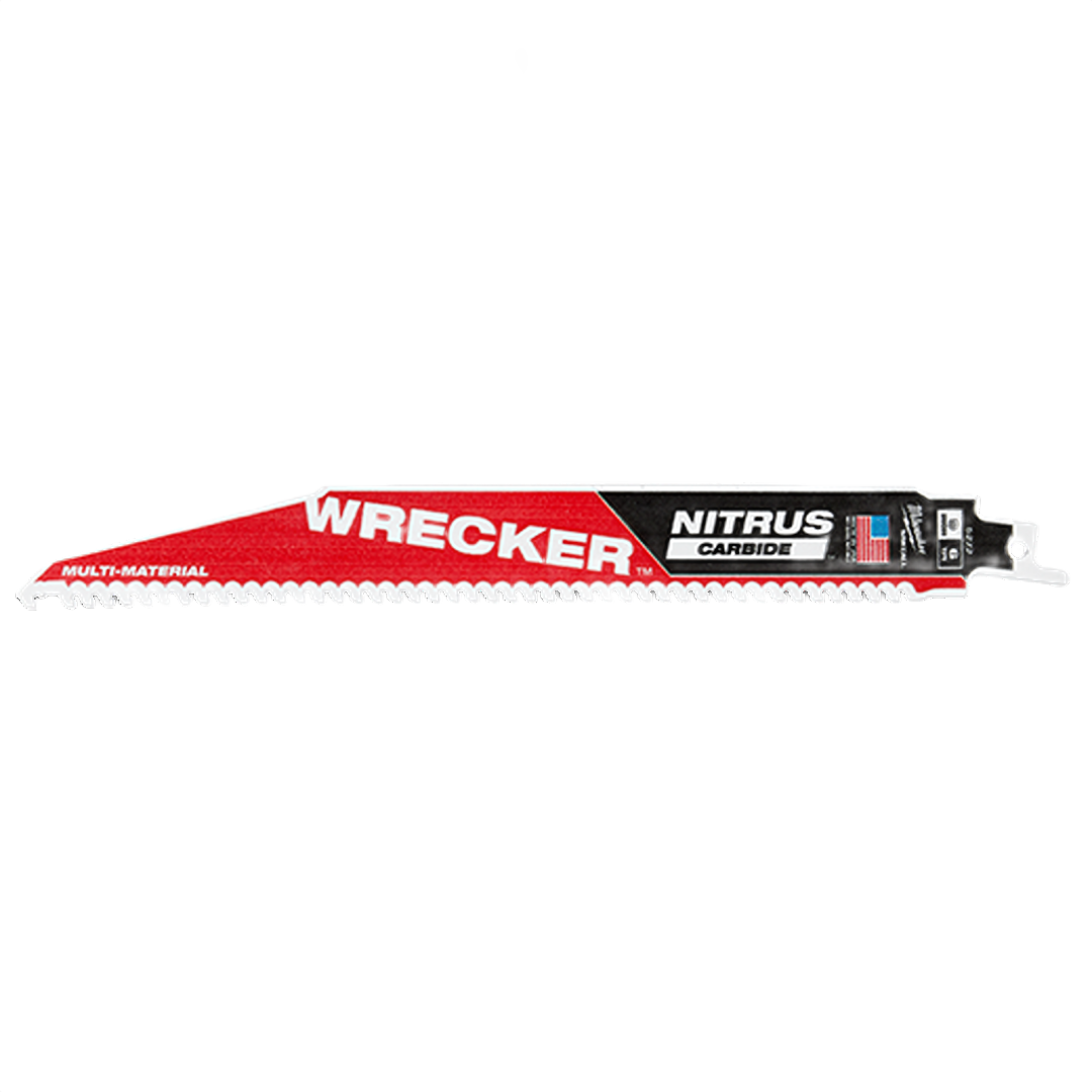 Red and black 6-inch carbide SAWZALL blade for versatile cutting in woodworking and power tool accessories under $50