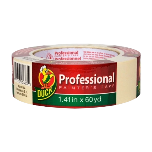 Beige roll of Duck Brand professional painter's tape, 1.41 inch by 60 yards, for clean paint lines in home improvement