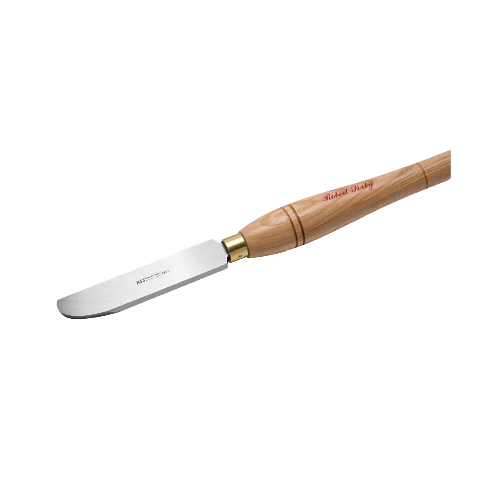 Wood-handled bowl finishing scraper with curved metal blade for precision woodworking and home improvement tasks